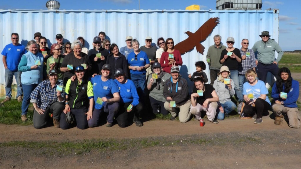 smiling people at end of tree planting day Victoria 2026
